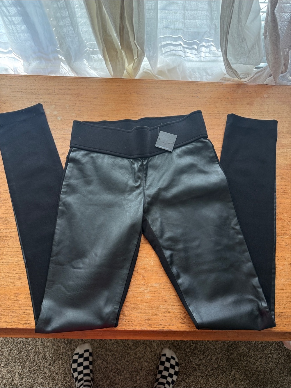 Club Monaco Black Faux Leather Front Leggings